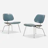 Rare LCMs, pair by Charles and Ray Eames, 1946, original leather, aniline-dyed ash plywood, chrome-plated steel, rubber, sold Sep 2019