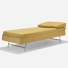 daybed, model 4687 by George Nelson & Associates, c. 1948, upholstery, chrome-plated steel, sold Sep 2019