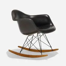 Charles and Ray Eames, RAR-1, 1950 / 1968, molded fiberglass, zinc-plated steel, birch, upholstery, rubber
