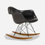Charles and Ray Eames, RAR-1, 1950 / 1968, molded fiberglass, zinc-plated steel, birch, upholstery, rubber