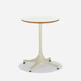 pedestal occasional table, model 5451 by George Nelson & Associates, 1954, laminate, enameled aluminum, sold Sep 2019