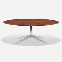 Florence Knoll, dining table, c. 1965, chrome-plated steel, rosewood
