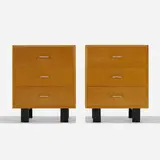 cabinets, pair by George Nelson & Associates, 1946, combed oak, lacquered wood, aluminum, sold Sep 2019