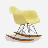 RAR by Charles and Ray Eames, 1950, molded fiberglass with rope edge, birch, enameled steel, rubber, sold Sep 2019