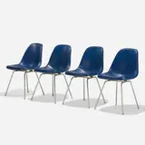 DSXs, set of four by Charles and Ray Eames, molded fiberglass, zinc-plated steel, plastic, sold Sep 2019