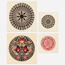 Folk Art, Wycinanki, set of five from Textiles & Objects, c. 1965, hand-cut paper