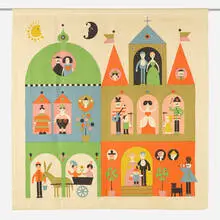 House wall-hanging by Alexander Girard, 1964, screenprint on cotton, sold Sep 2019