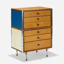 Charles and Ray Eames, ESU 270-C, 1950, birch plywood, zinc-plated steel, lacquered masonite, laminate, rubber