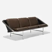 Sling sofa, model 6832 by George Nelson & Associates, 1963, chrome-plated steel, leather, rubber, sold Sep 2019