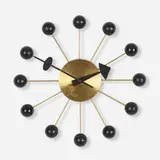 Ball wall clock, model 4755 by George Nelson & Associates, 1949, brass, lacquered wood, enameled aluminum, sold Sep 2019