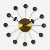 Ball wall clock, model 4755 by George Nelson & Associates, 1949, brass, lacquered wood, enameled aluminum, sold Sep 2019