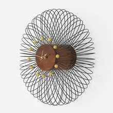 Birdcage wall clock by George Nelson & Associates, 1961, walnut, enameled steel, lacquered wood, brass, sold Sep 2019