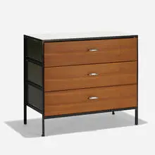 Steelframe cabinet by George Nelson & Associates, 1950, laminate, lacquered masonite, lacquered wood, enameled steel, aluminum, sold Sep 2019