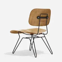 Hobart Wells, Hairpin lounge chair, 1951, enameled steel, canning embedded in fiberglass, rubber