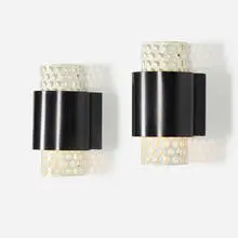 Lightolier, sconces, pair, c. 1955, enameled aluminum