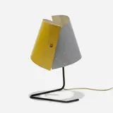 Lester Geis, table lamp, model T-5-G, c. 1951, enameled aluminum, enameled steel, brass