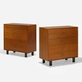 cabinets model 4620, pair by George Nelson & Associates, 1946, walnut, lacquered wood, chrome-plated brass, sold Sep 2019