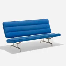Charles and Ray Eames, sofa, model 3473, 1964, leather, cast aluminum, plastic