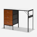 Steelframe desk, model 4111 by George Nelson & Associates, 1950, laminate, enameled steel, walnut, lacquered masonite, aluminum, sold Sep 2019