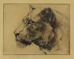 Untitled by Herbert Dicksee, looking right to left early original etching on paper, sold Jun 2021