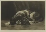 Herbert Dicksee, Untitled, patiently waiting dry point etching on vellum