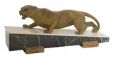 Guy Debe, Untitled, 20th century) An Art Deco panther bronze on a marble and onyx base 60cm wide 28cm high