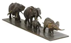 Terry Owen Matthews, Untitled, Terry Owen Matthews (b.1931) a bronze group of four elephants