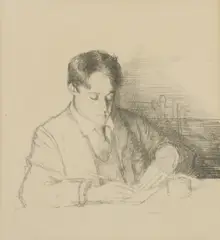 William Rothenstein, Untitled, Portrait of Lawrence Binyon lithograph image 27.5 x 24.5cm