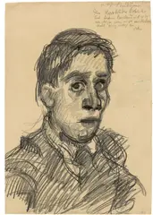 Oskar Kokoschka, Selbstbildnis, 1920, Kreide auf gelblichem Umdruckpapier