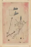 Paul Klee, Wind von links unten, 1923, Ölpause und Aquarell auf Bütten auf Karton