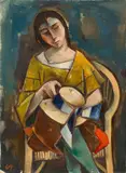 Putzmacherin by Karl Hofer, 1922, Öl auf Leinwand. Doubliert, sold May 2018