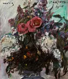 Lovis Corinth, Rosen und Flieder, 1918, Öl auf Leinwand