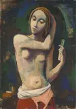Mädchen sich kämmend by Karl Hofer, 1938, Öl auf Leinwand, sold Nov 2012