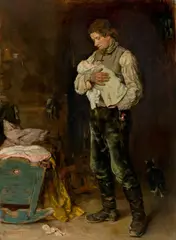 Max Liebermann, Der Witwer, 1873, Öl auf Holz