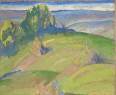 Franz Marc, Voralpenlandschaft, 1909, Öl auf Leinwand. Doubliert