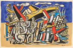 Fernand Léger, Les constructeurs (marine), 1953, Gouache auf Papier