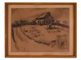 Jindřich Prucha, Cottage in the Iron Mountains, 1910, Charcoal, paper