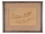 Karel Myslbek, Tillage and Calvary, Late 19th/early 20th century, Watercolour, paper