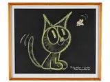 Miloš Nesvadba, A Cat, 1975, Pastel, paper, collage