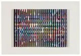 Day and Night by Yaacov Agam, 1980, Colored vertical accordion pleating over metal mounted to white lucite, sold Oct 2019