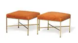 Upholstered stools (2) by Paul McCobb, 1956, Directional, sold Oct 2019