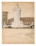 Christo, Wrapped Fountain (Project for, 1975, Mixed-media on paperboard