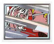 Roy Lichtenstein, Reflections on a Conversation (from Reflections), 1990, Lithograph, screenprint, woodcut, and metalized PVC collage with embossing on mold-made Somerset paper