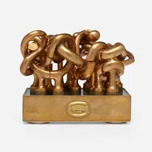 Puzzle by Miguel Berrocal, 1976-78, bronze, chrome-plated steel, sold Jun 2024