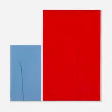 Kate Shepherd, Blue + Red, Two Grasses, Repel, 2000-01, graphite transfer on screenprint