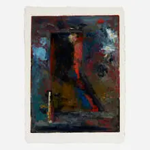 John Walker, Form at Salsipuedes, 1986, monoprint with oil and dry pigment