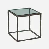 Bruno Romeda, Side Table, model no. BRM14, c. 1990, patinated bronze, glass