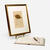 Tim Rollins & K.O.S., Untitled (Der Verschollene or Amerika), 1987-90, gouache and ink on printed paper in artist's frame, gouache and ink in bound book Der Verschollene by Franz Kafka