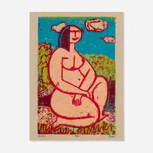 Josef Zenk, Lisa, woodcut in colors