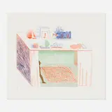 David Hockney, In a Chiaroscuro (from The Blue Guitar portfolio), 1976-77, etching and aquatint in colors on Inveresk